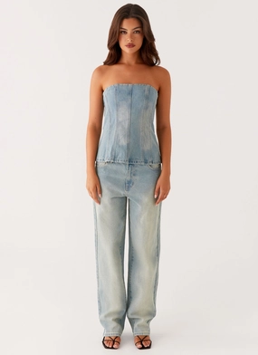Vino Strapless Denim Top - Vintage Denim ReinforcedEdges