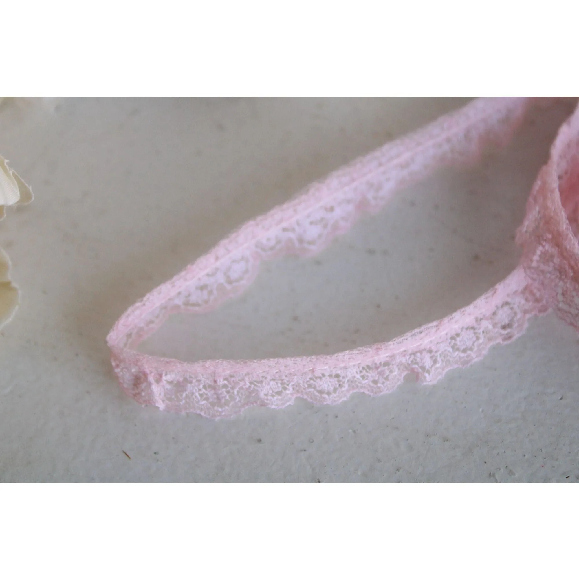 Vintage Pink Ruffled Picot Trim, 4 yards,  1/2" wide
