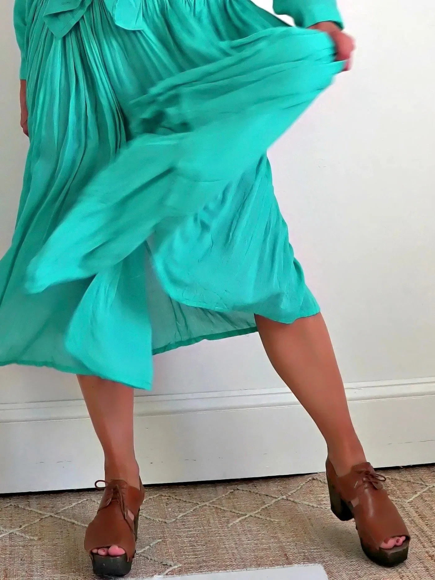 Vintage Teal Green Top   Skirt Set