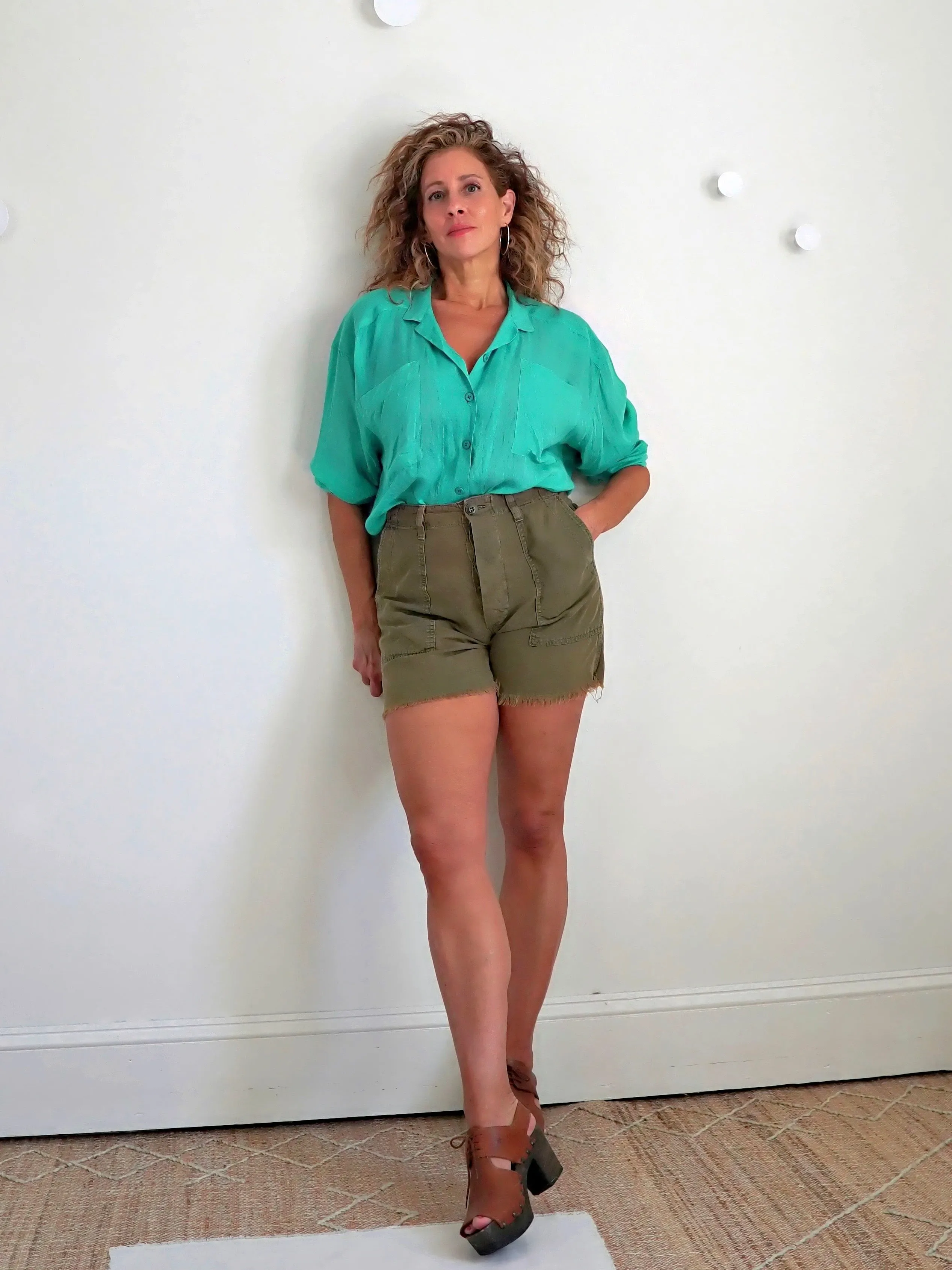 Vintage Teal Green Top   Skirt Set