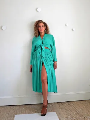 Vintage Teal Green Top   Skirt Set