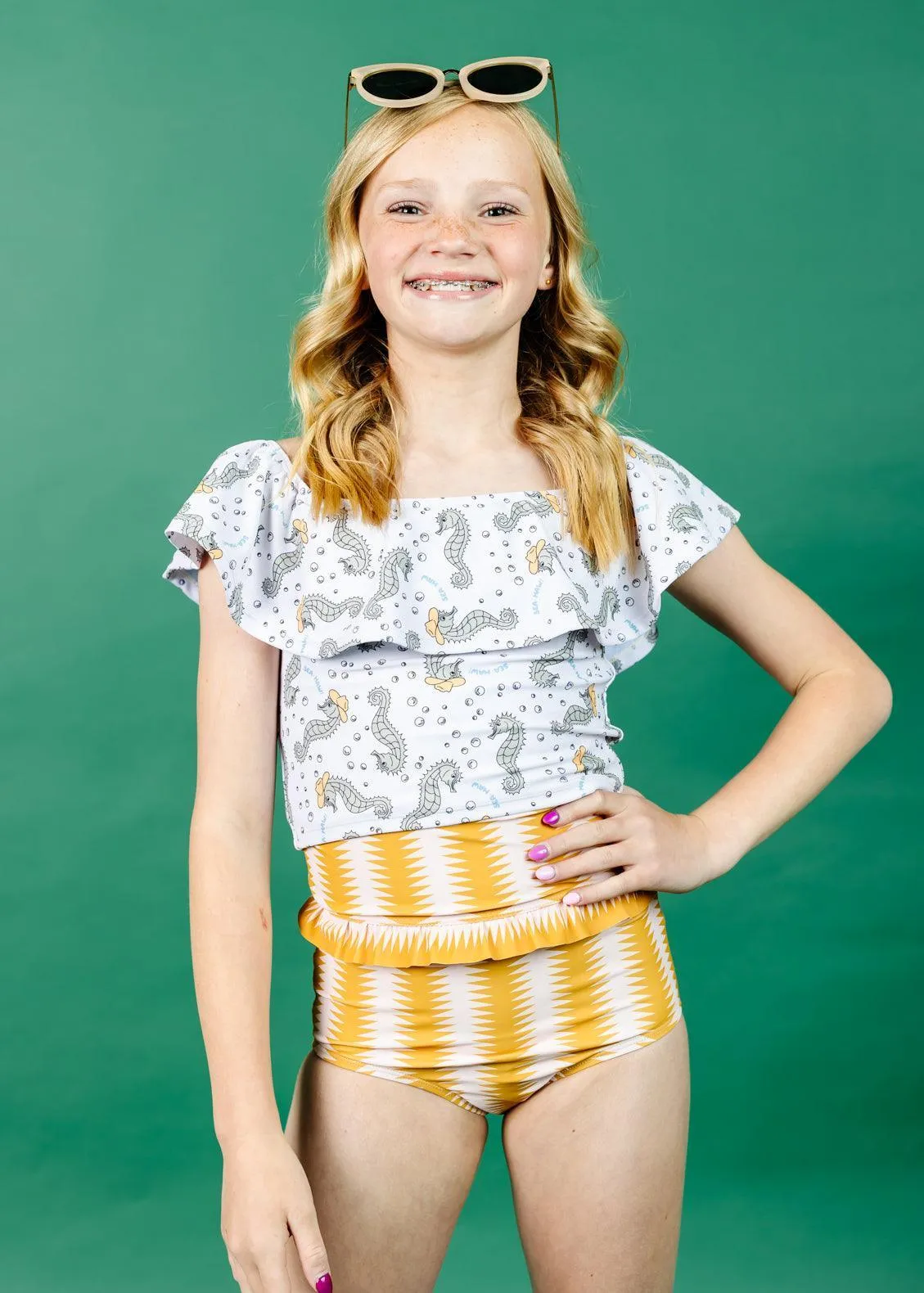 Vintage Triangles | Youth Mid-Ruffle Bottoms