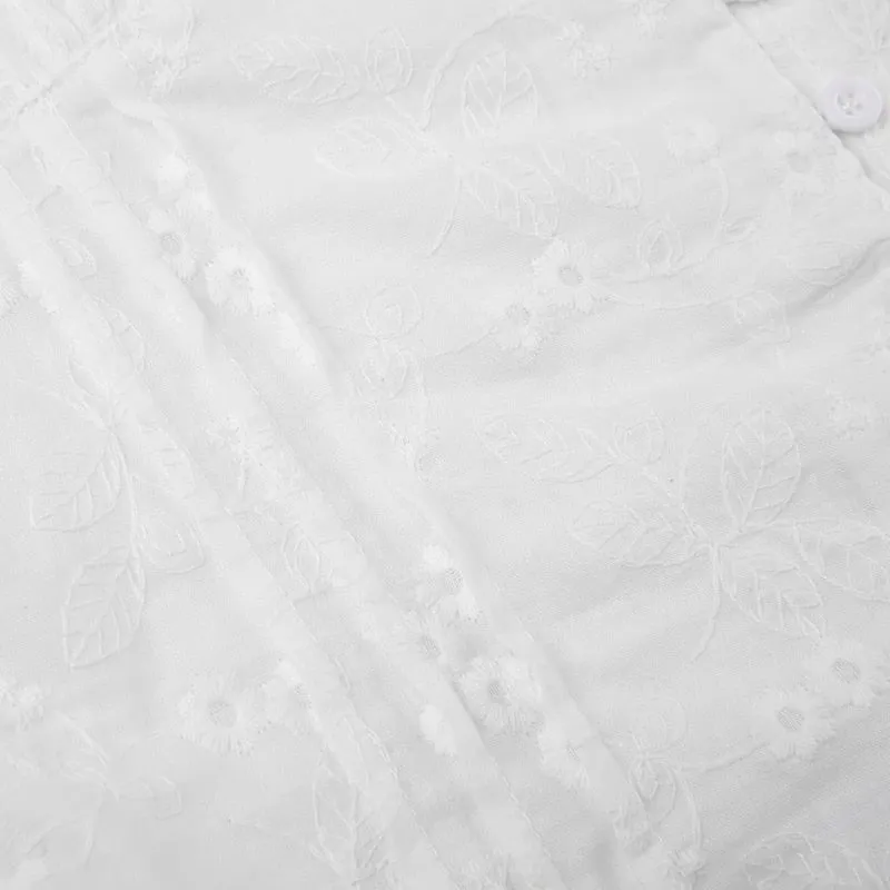 Vintage White Buttons Frills Cropped Top