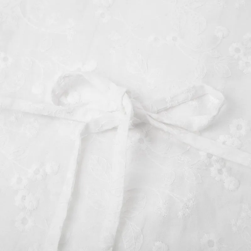 Vintage White Buttons Frills Cropped Top