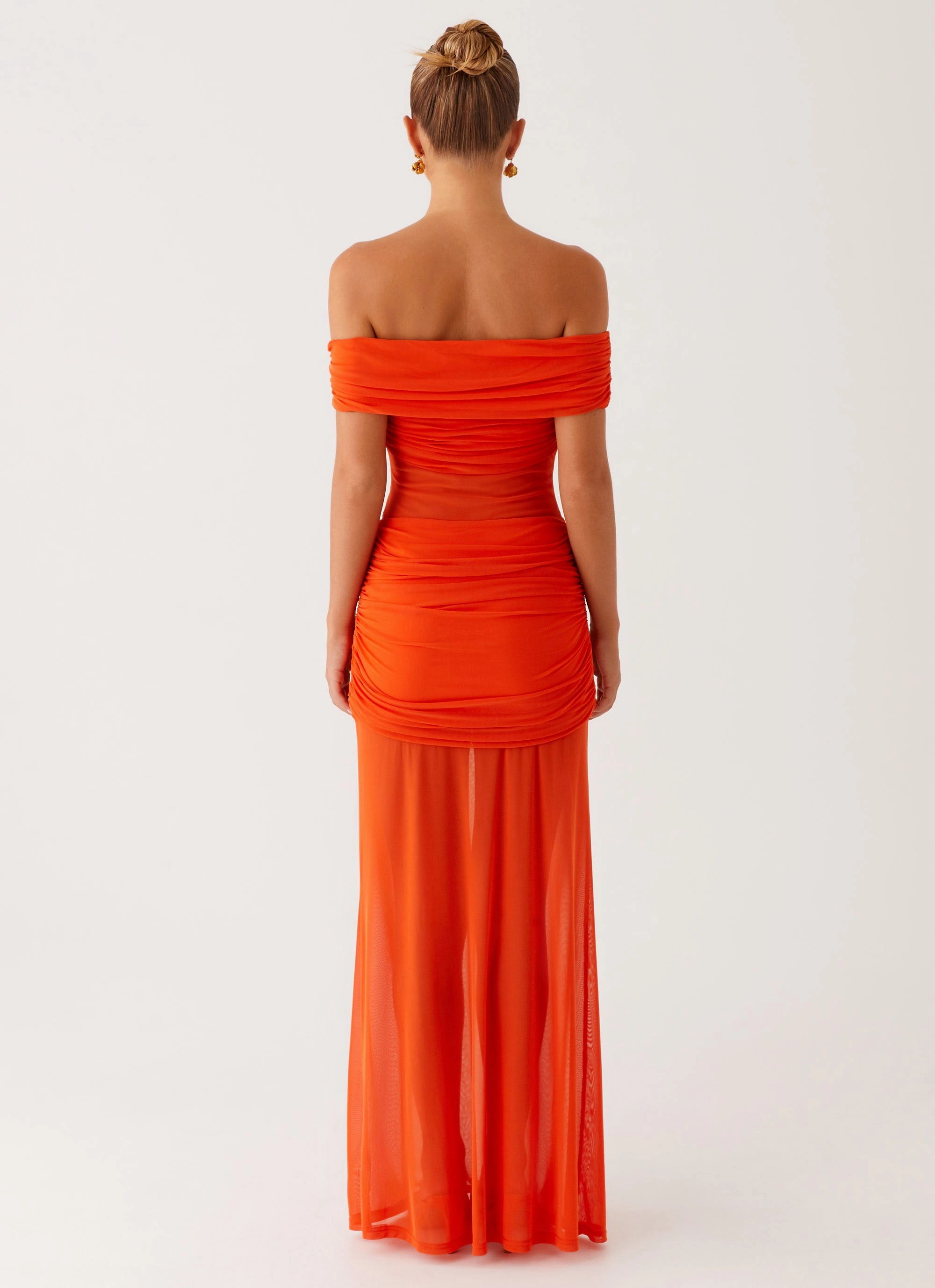 Charming Off Shoulder Maxi Dress - Orange Comfy and Cozy Stylish Fit