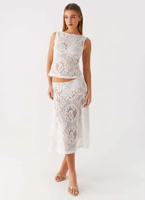 Virelle Lace Midi Skirt - Ivory Quick Layer Virelle Lace Midi Skirt - Ivory Lightweight Weave