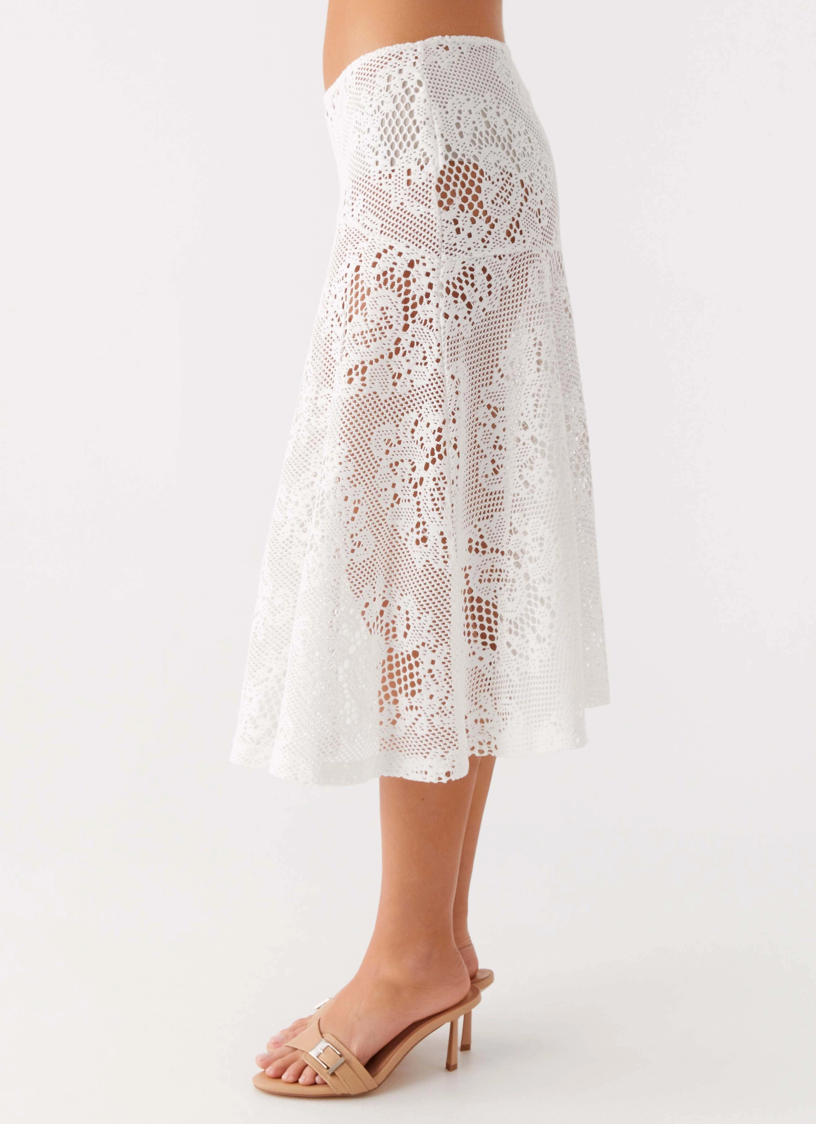 Low Bulk Low Bulk Design Virelle Lace Midi Skirt - Ivory