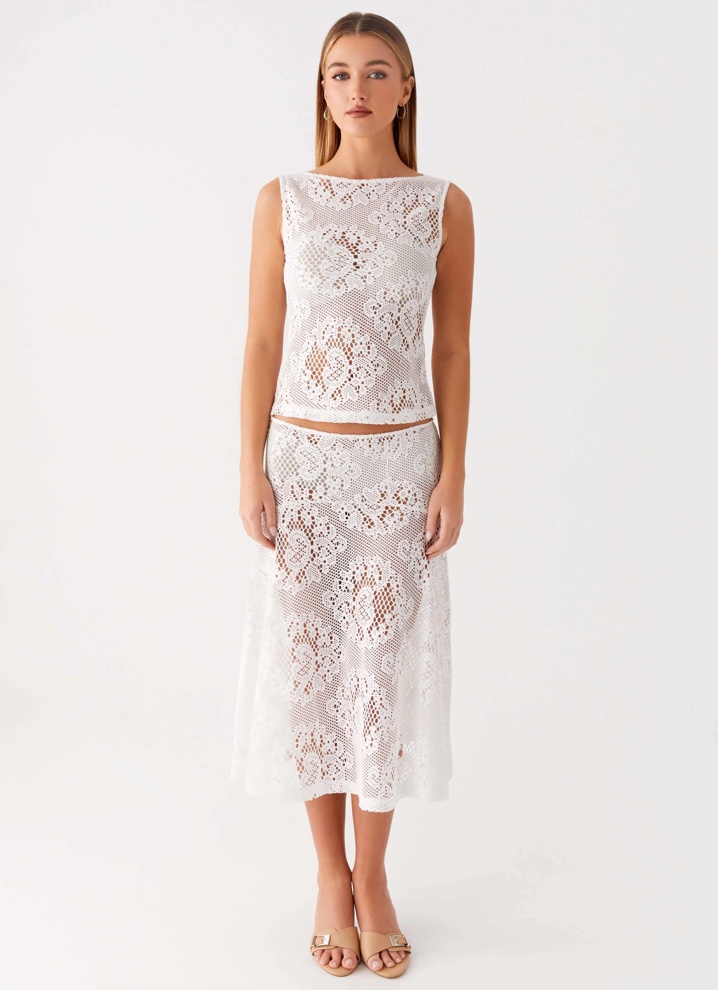 Virelle Lace Midi Skirt - Ivory Body Friendly Comfort-First