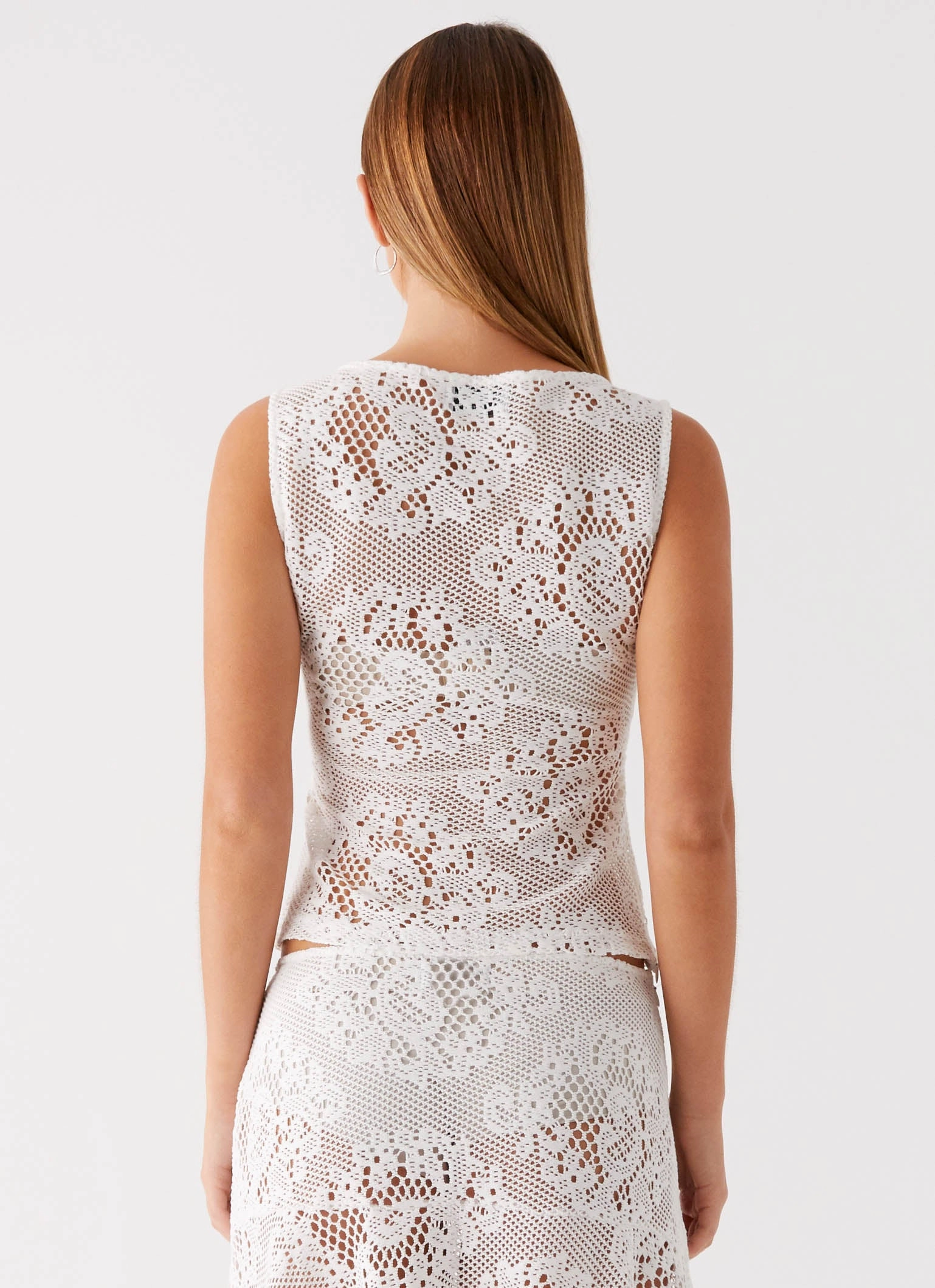 Virelle Lace Top - Ivory Mesh Panel Details