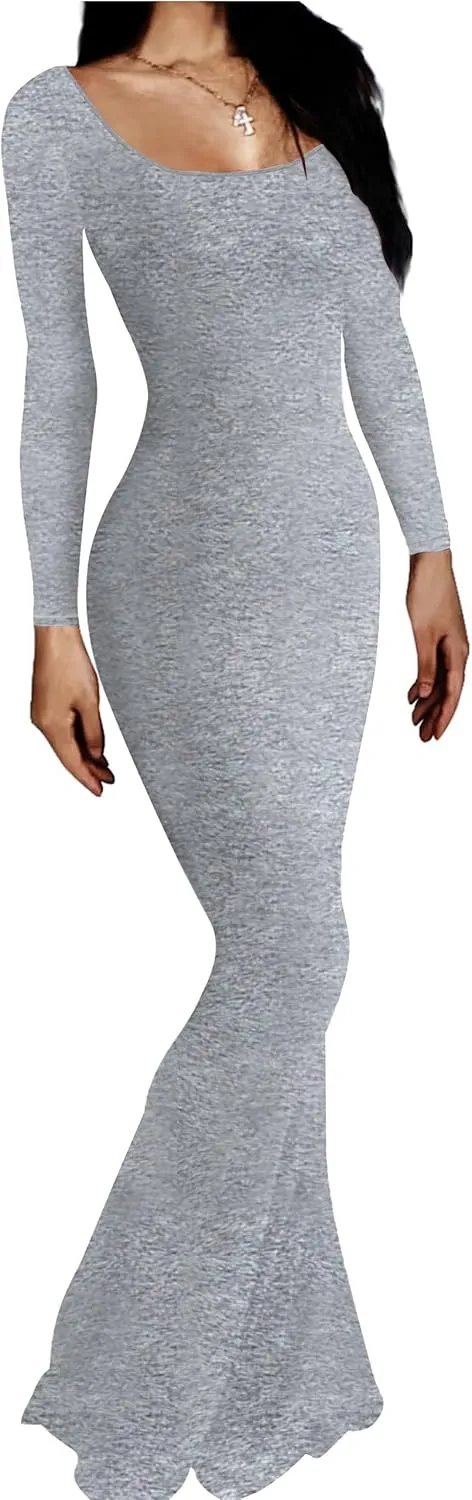 VIUTIL Women's Maxi Bodycon Dress Sexy Spaghetti Strap Sleeveless Tight Slip Long Dresses 2023