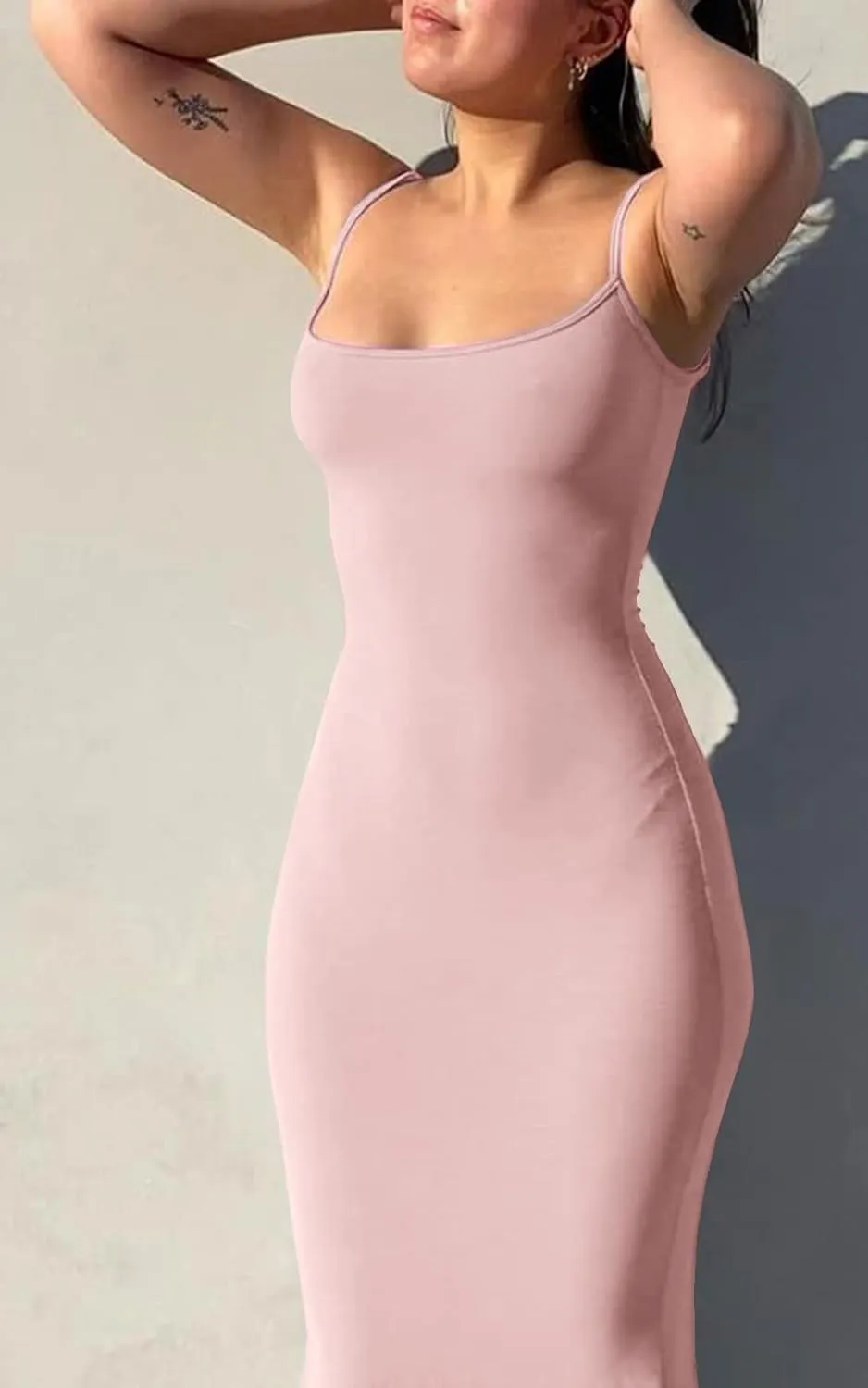 VIUTIL Women's Maxi Bodycon Dress Sexy Spaghetti Strap Sleeveless Tight Slip Long Dresses 2023