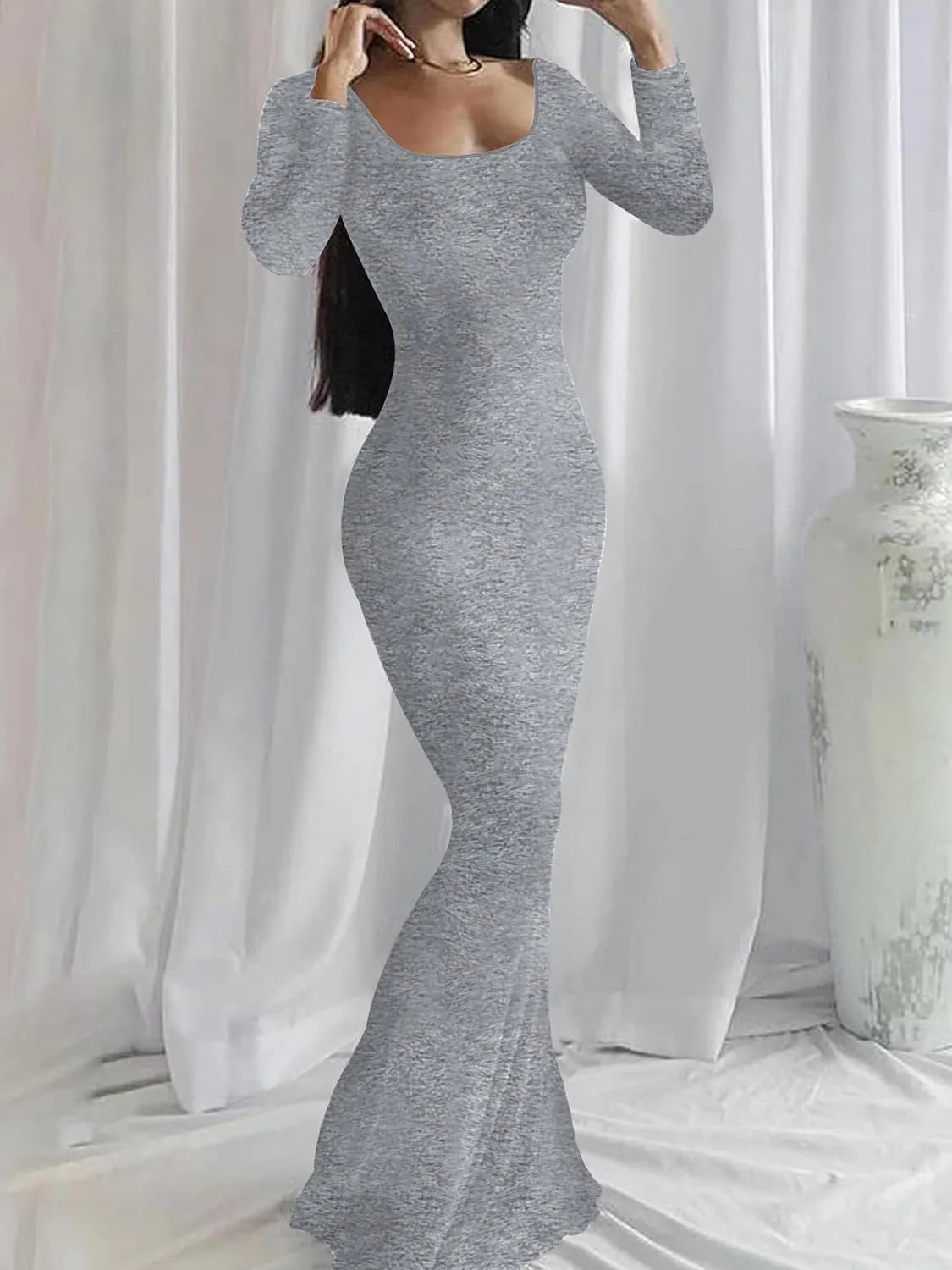 VIUTIL Women's Maxi Bodycon Dress Sexy Spaghetti Strap Sleeveless Tight Slip Long Dresses 2023