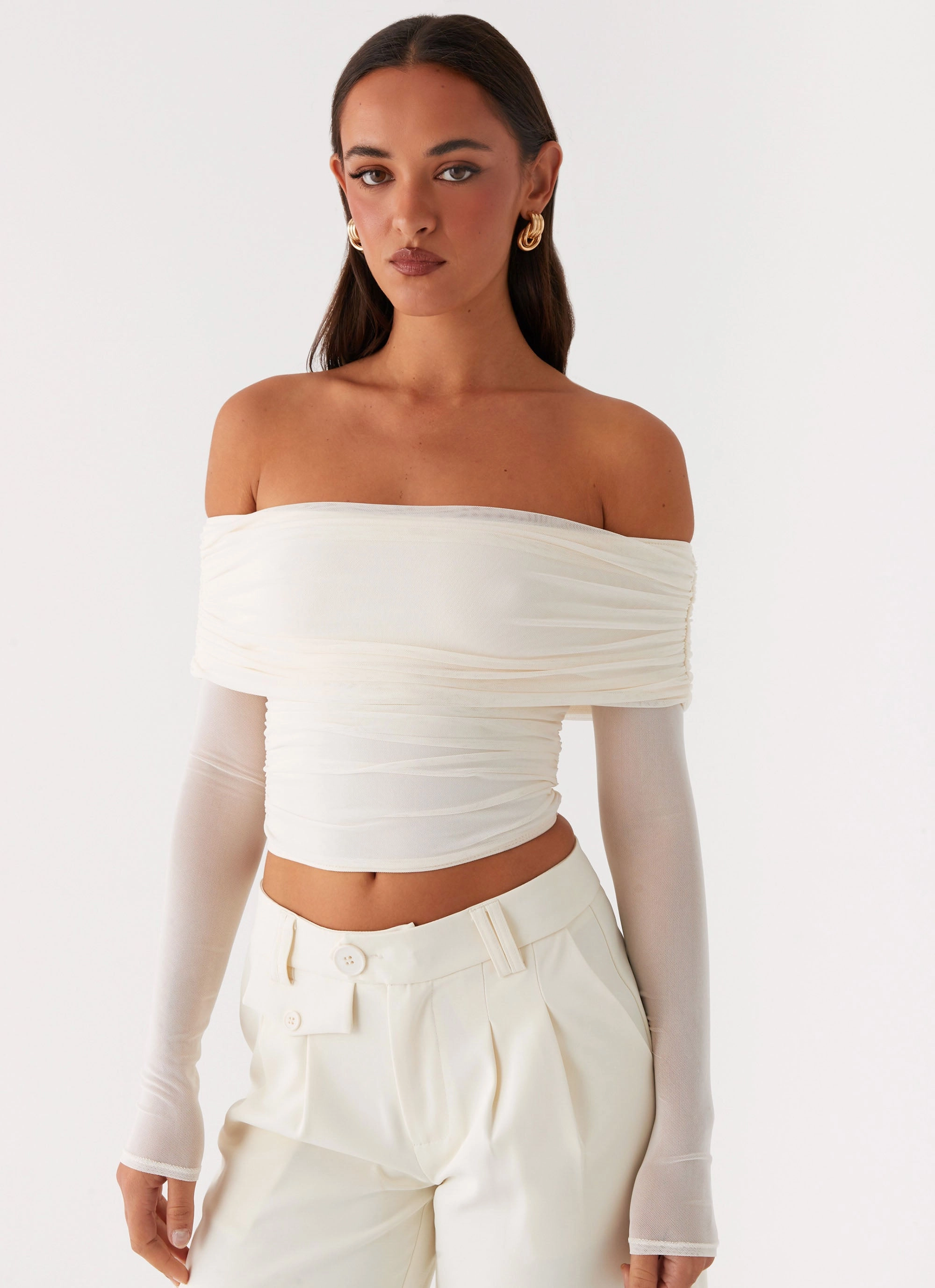 Vivianne Off Shoulder Top - Ivory SoftTouchFinish
