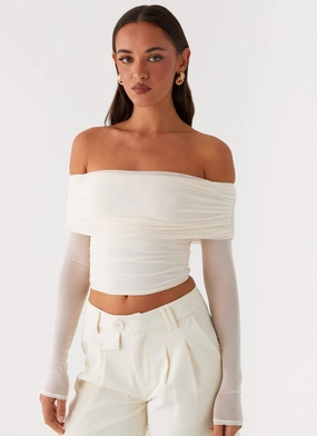 Vivianne Off Shoulder Top - Ivory GarmentWashedFinish Vivianne Off Shoulder Top - Ivory SoftTouchFinish