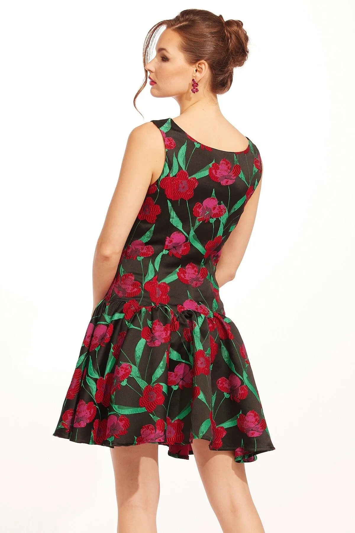 Roxy Mini Dress - Roses and Thorns Sheer Panel Relaxed Look
