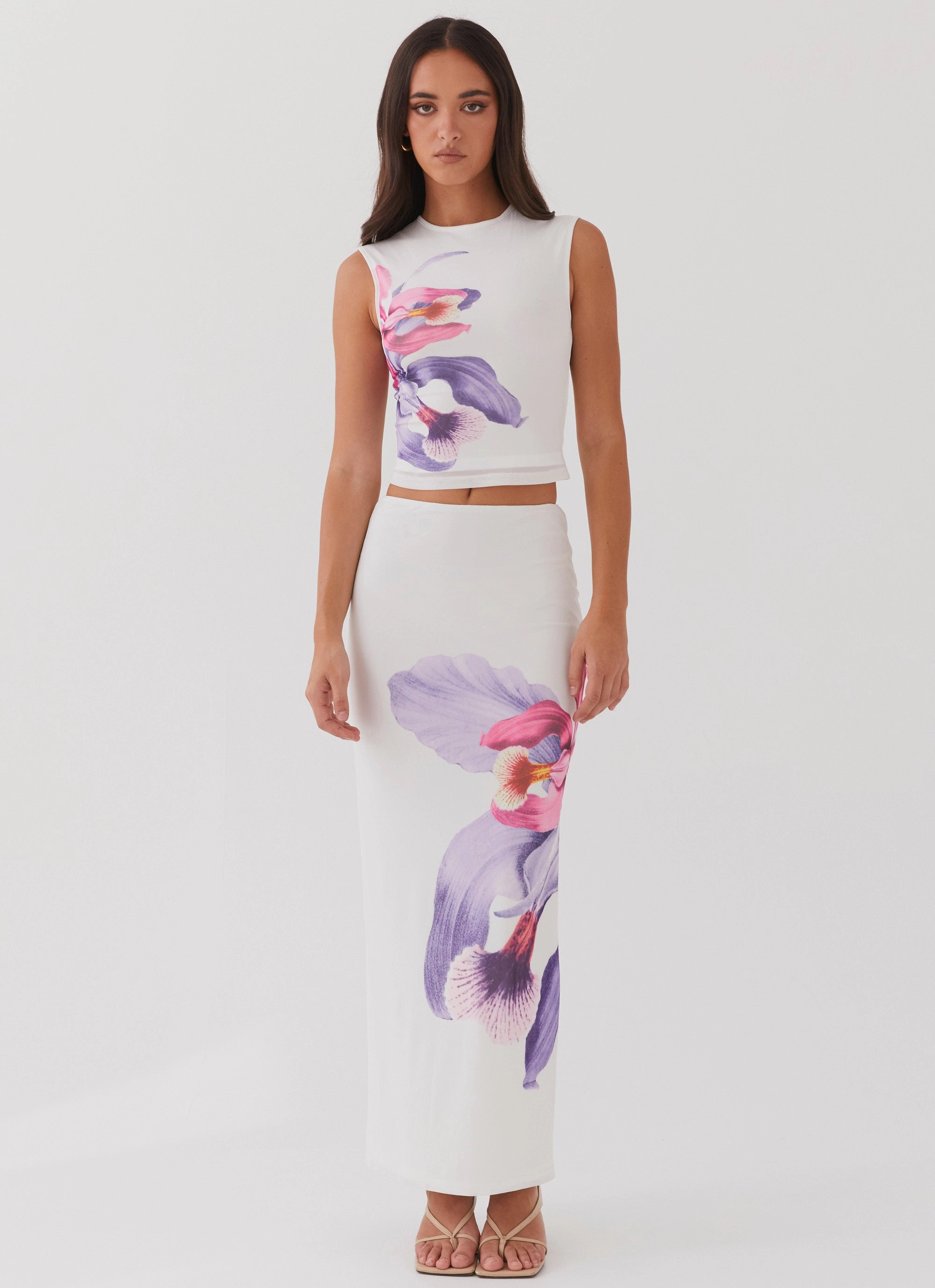 Iconic Style birthday party Waiting For Dawn Mesh Maxi Skirt - White