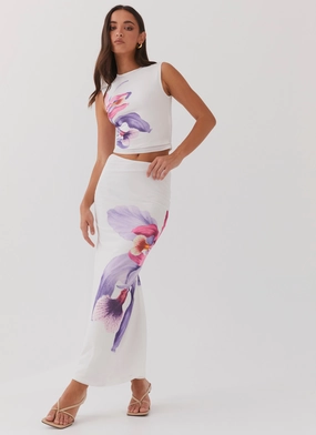 Waiting For Dawn Mesh Maxi Skirt - White Layered Style