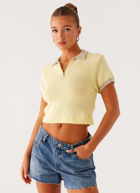 sporty wear Walsh Knit Polo Top - Yellow