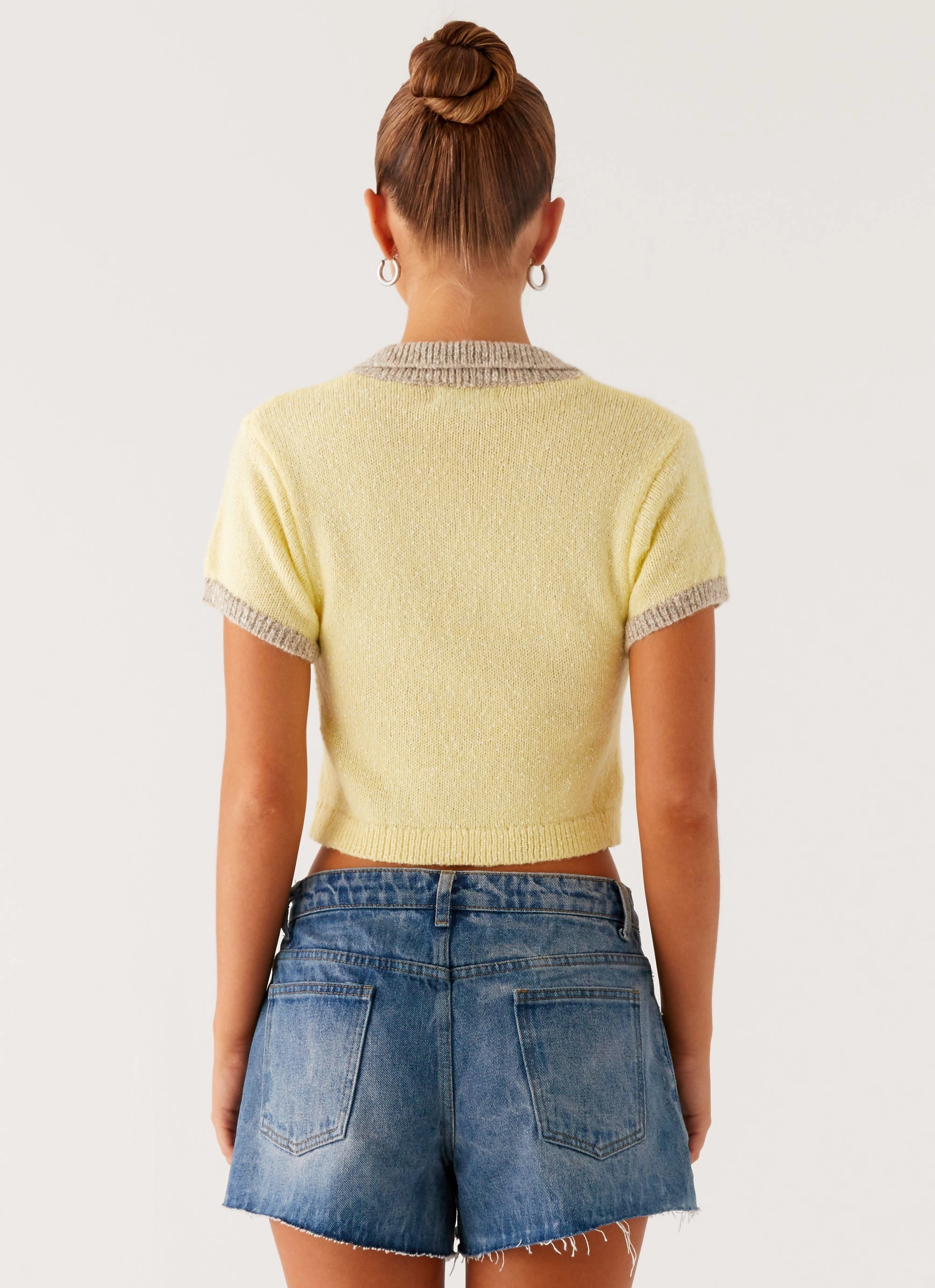 Soft Inner Lining Walsh Knit Polo Top - Yellow