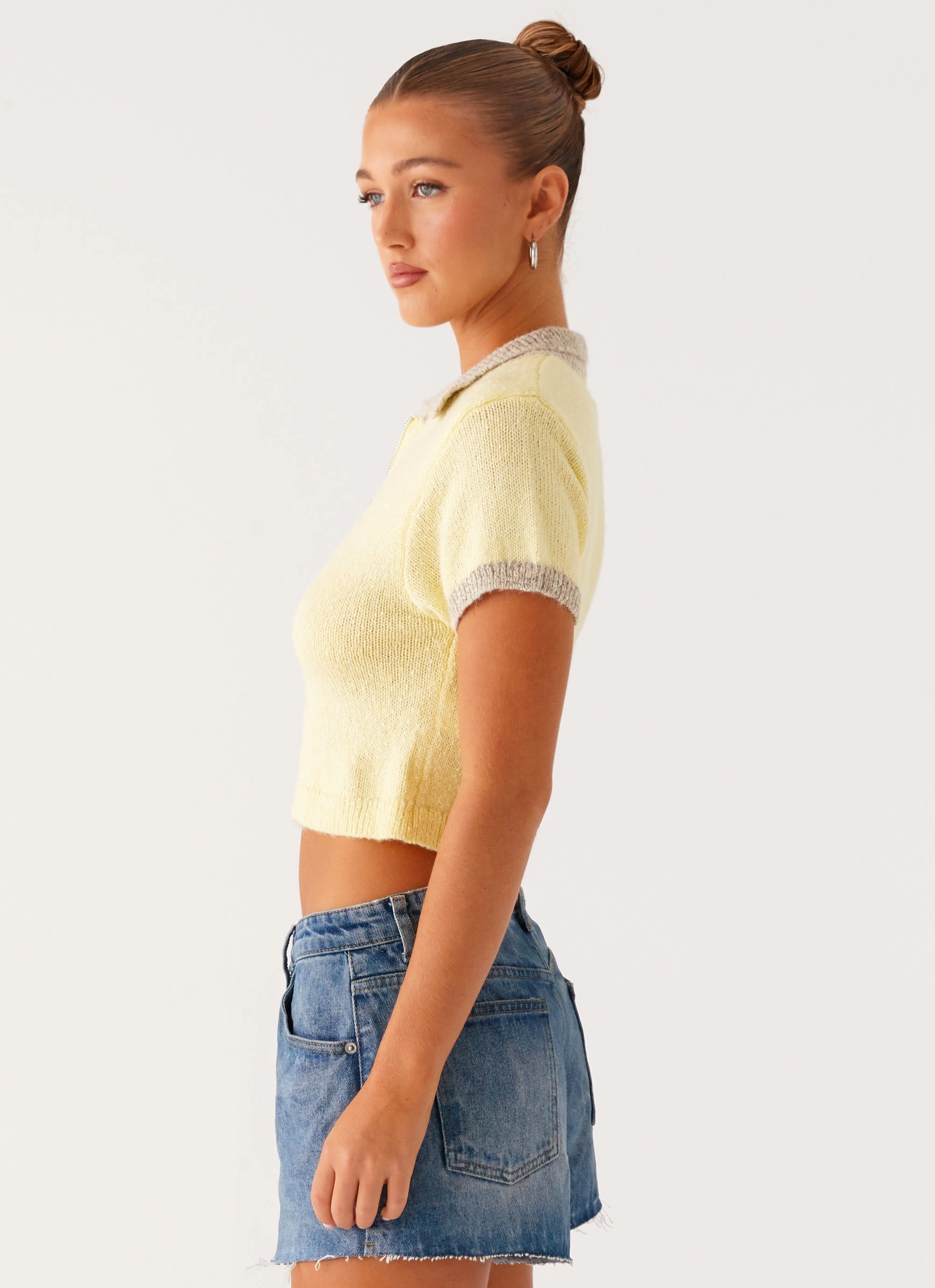 Walsh Knit Polo Top - Yellow standard fit