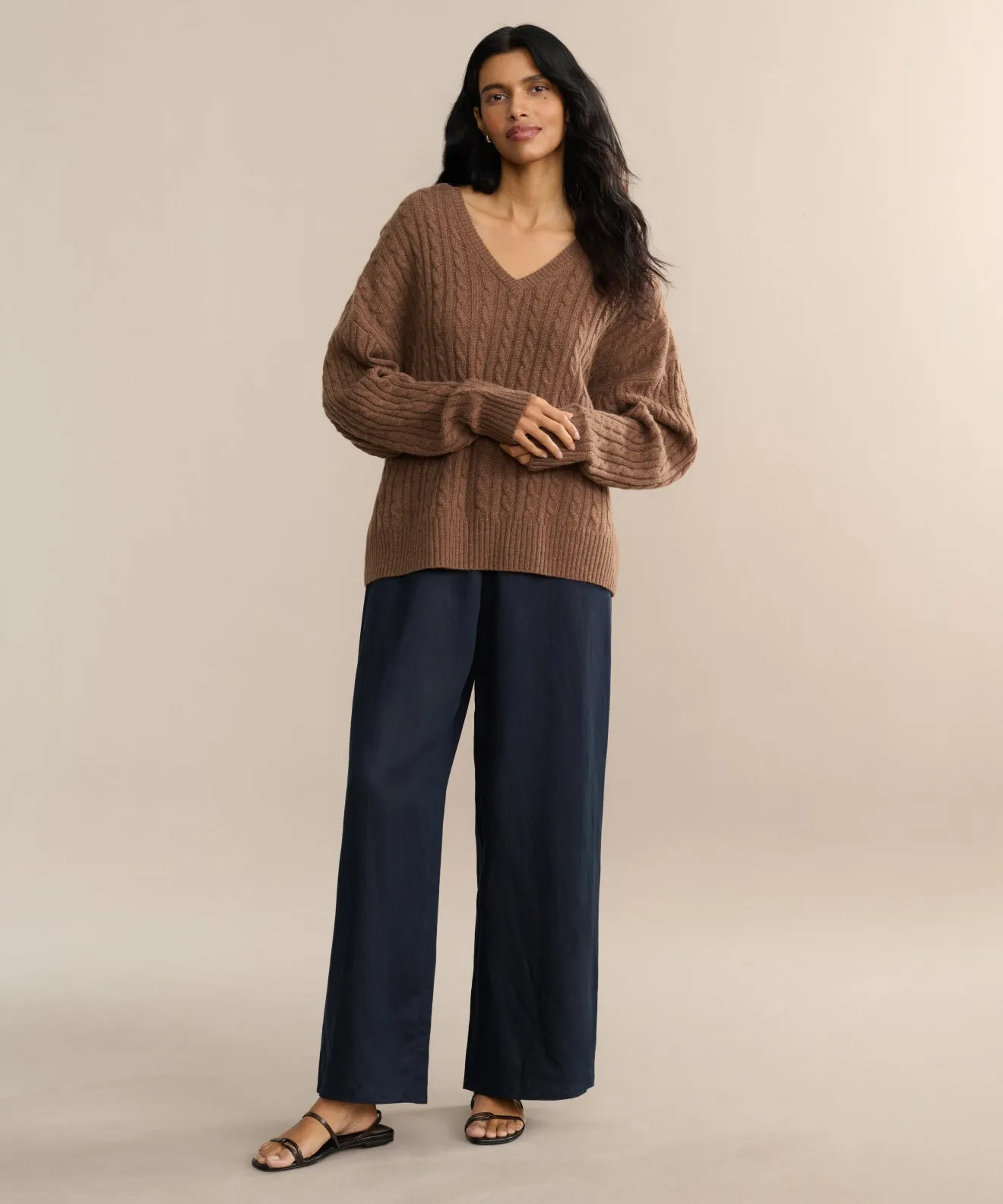 Nell V-Neck Sweater Seamless Stitching
