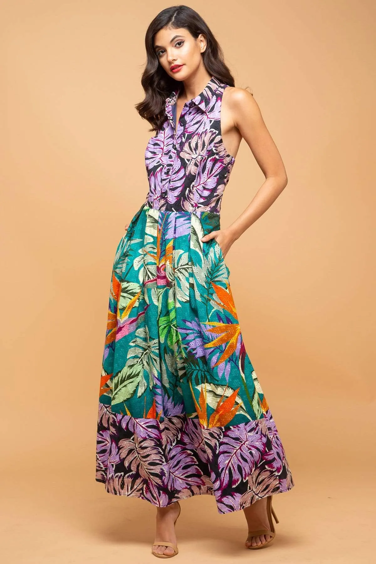 Date night Sabine Dress  - Purple Palm