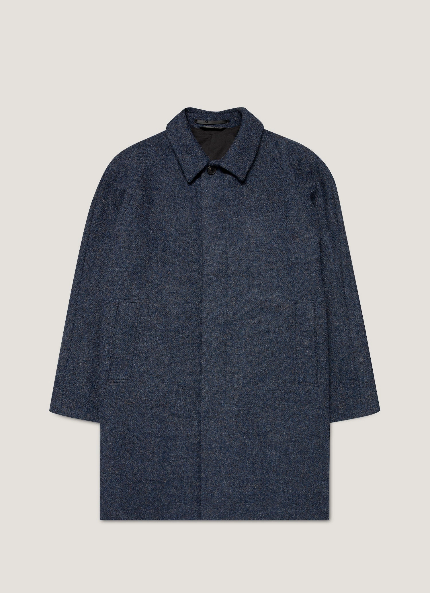 theater performance Functional Men's Harris Tweed Car Coat in Selvedge Blue