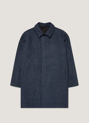 Warm and Cozy Men's Harris Tweed Car Coat in Selvedge Blue theater performance Functional Men's Harris Tweed Car Coat in Selvedge Blue