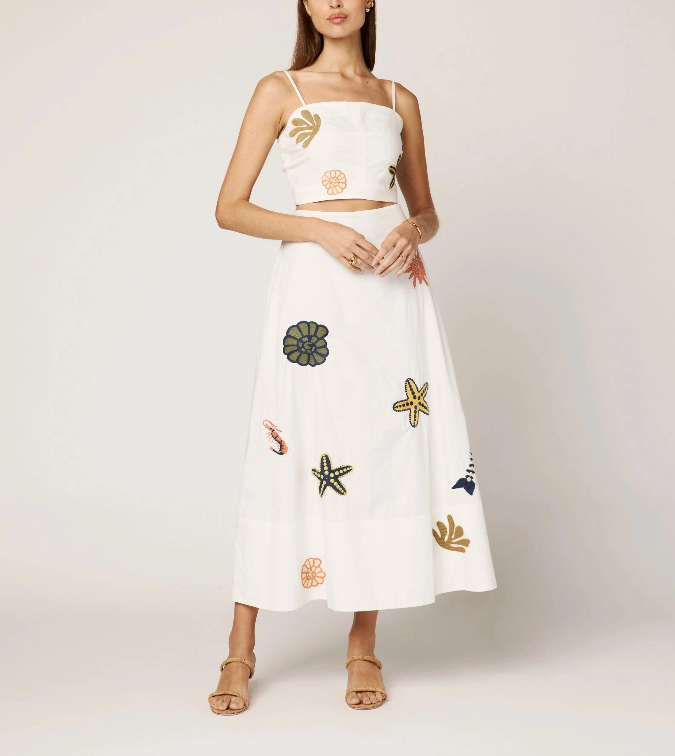 Anti Static Weave Technology Sage Top | Ivory Multi