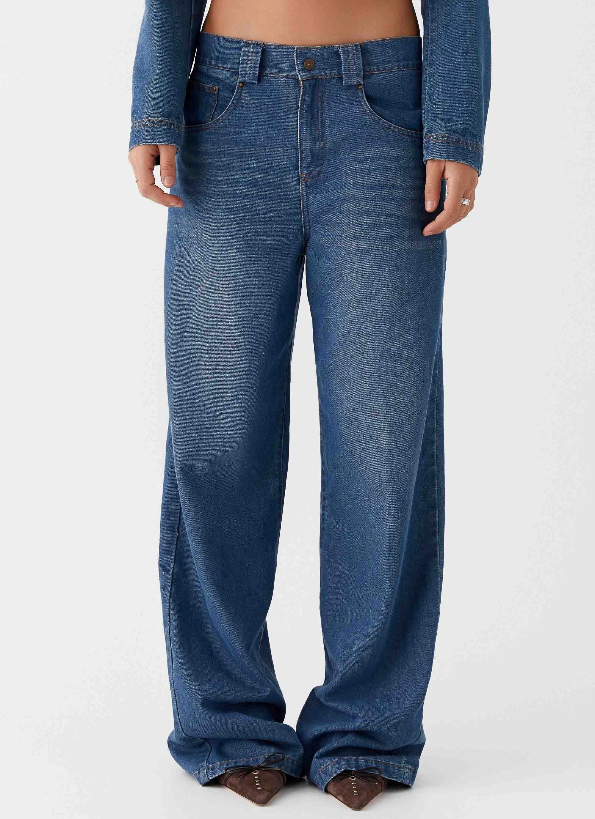 Ride Elegant Baggy Jeans - Vintage Blue Wash Relaxed Waist