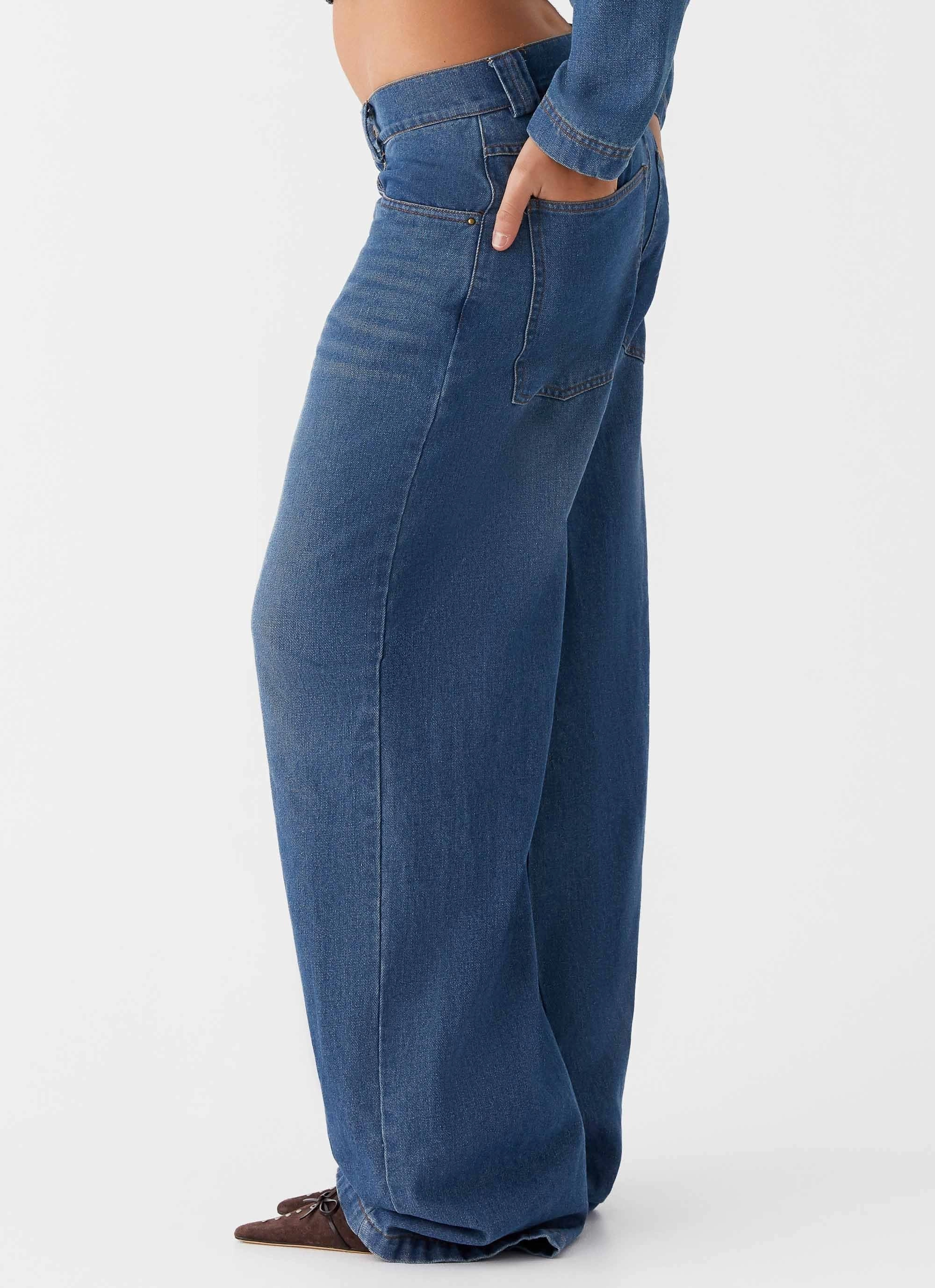 Ride Elegant Baggy Jeans - Vintage Blue Wash OdorResistant Pull-on style