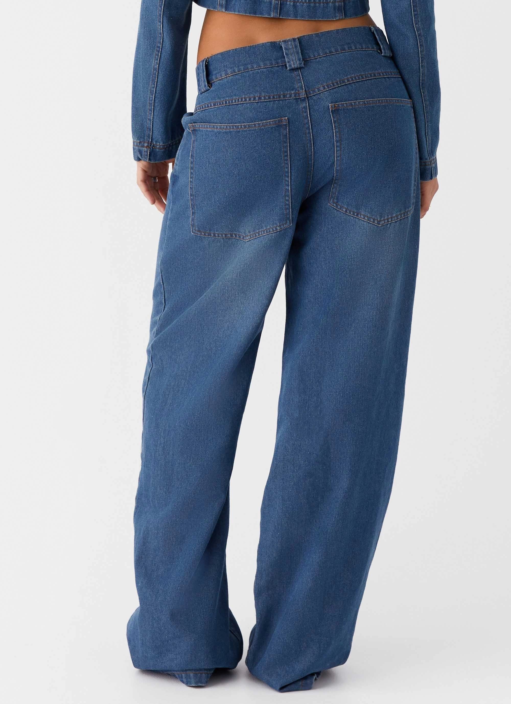 Ride Elegant Baggy Jeans - Vintage Blue Wash Casual Layer