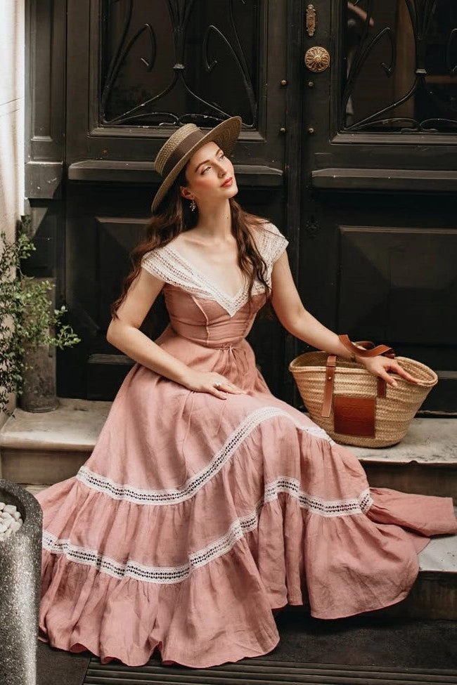 Cherry Tree 25 | Lace Linen flared dress Heavy Duty Buckle