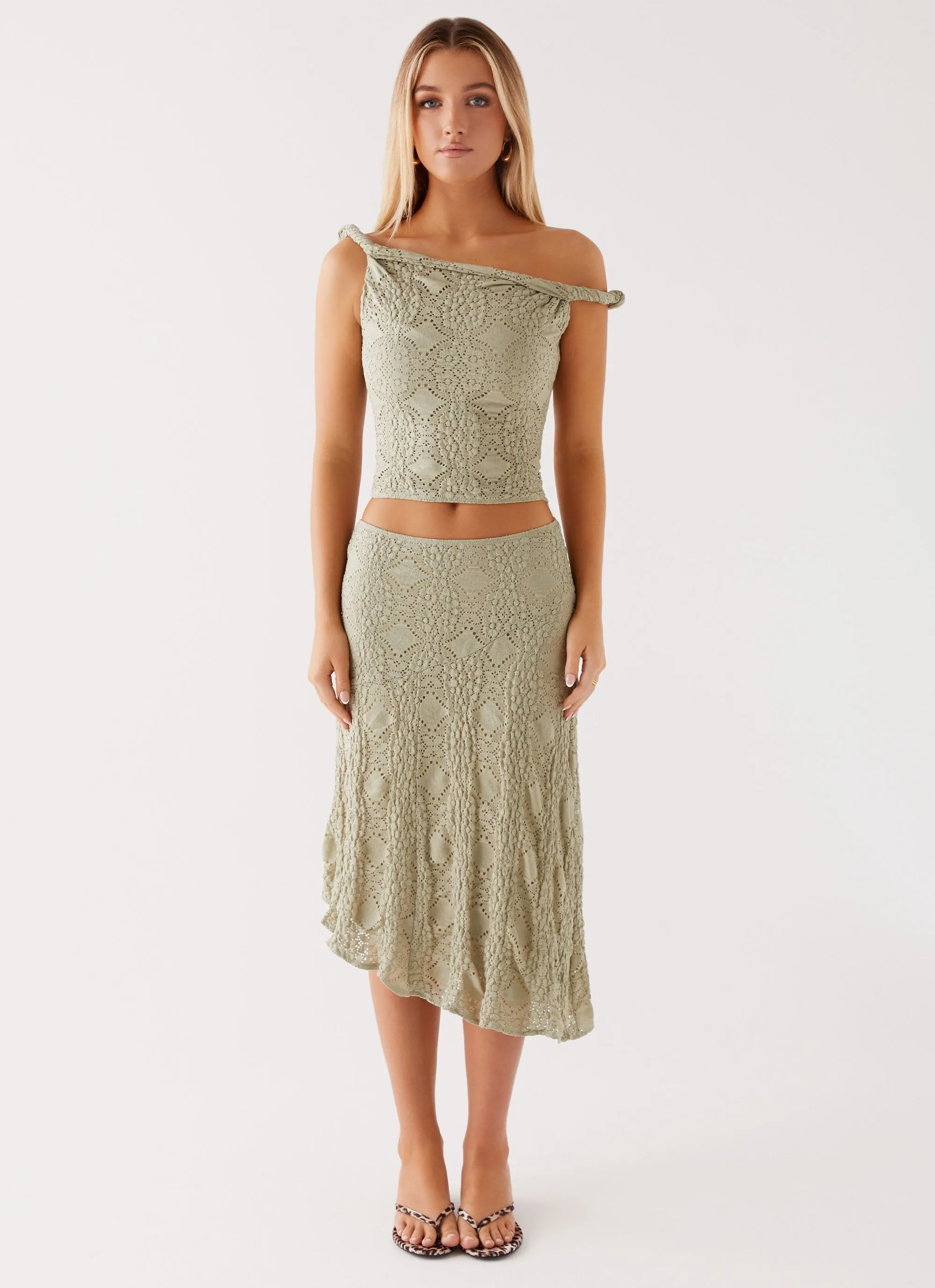 Comfortable Leg Diamond Sky Midi Skirt - Sage