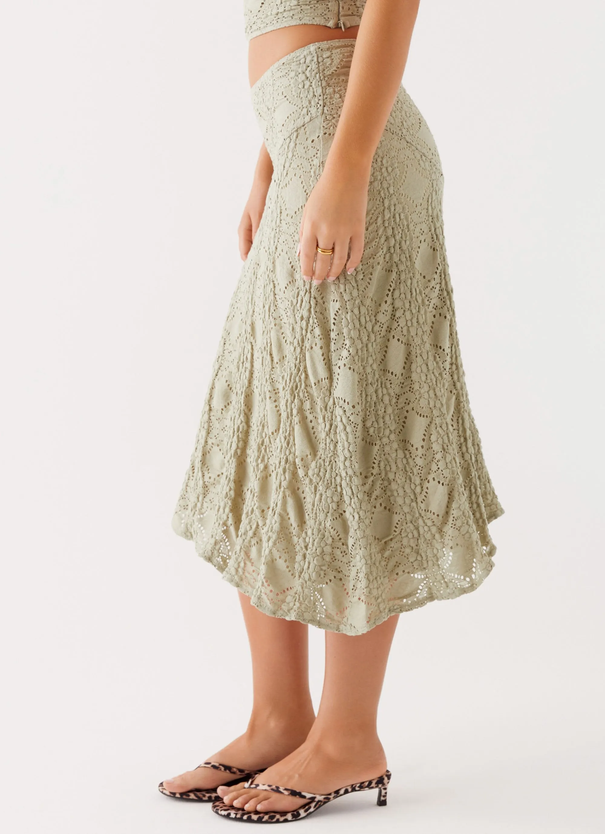 Diamond Sky Midi Skirt - Sage Ergonomic Cut