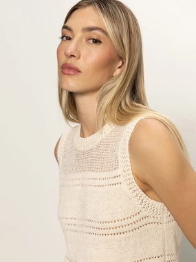 Waves Of Summer Shell Sweater Macrame Compression Knit Technology Waves Of Summer Shell Sweater Macrame Natural Fiber Construction