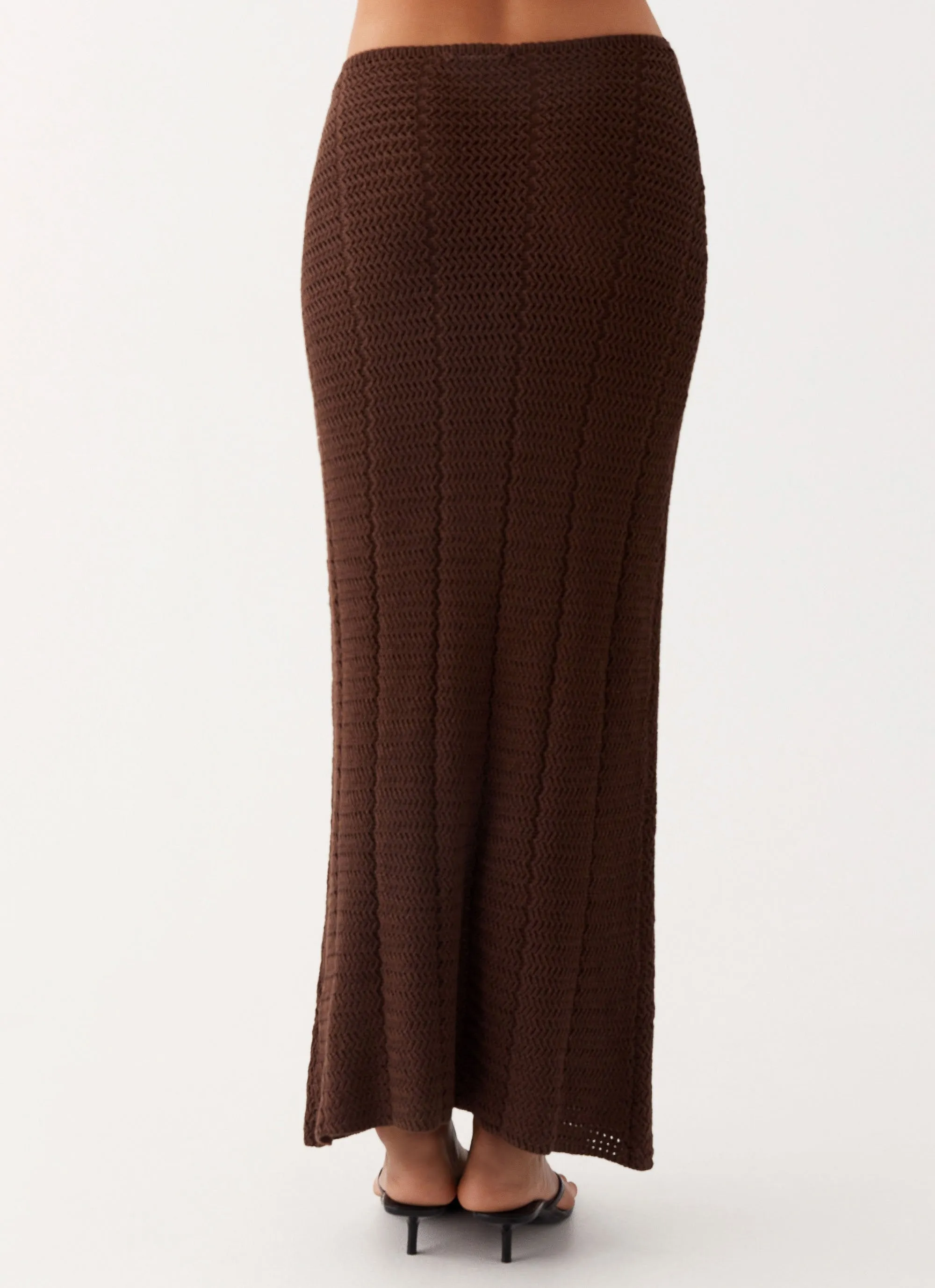 Stylish Layers Fade Resistant Dye Kelcie Rose Crochet Maxi Skirt - Chocolate