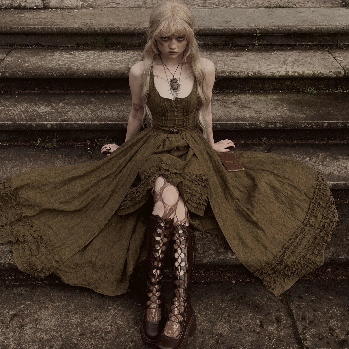 Elastic Binding Wearable Poetry 17 | Ruffled linen dress & skirt ??2 pieces)