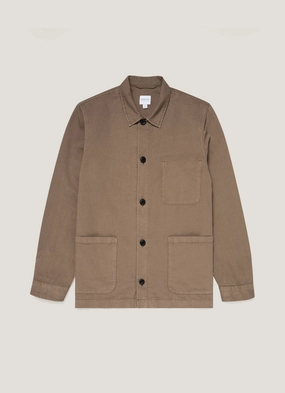 Weatherproof Coat Men's Cotton Linen Twin Pocket Jacket in Dark Tan Windblocker Protection Men's Cotton Linen Twin Pocket Jacket in Dark Tan
