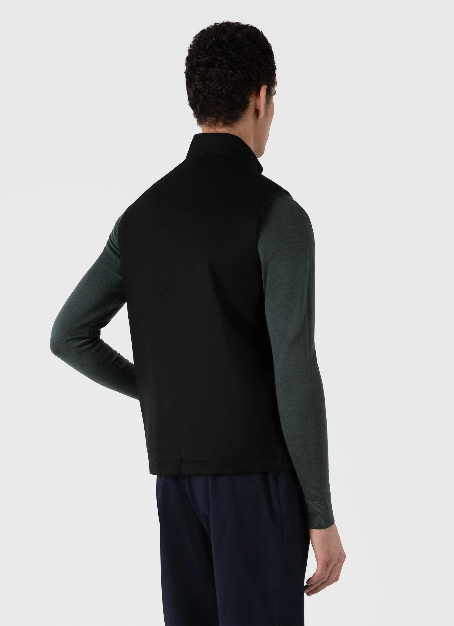 Ergonomic Tailoring standard size Men's Insulated Wool Gilet in Black