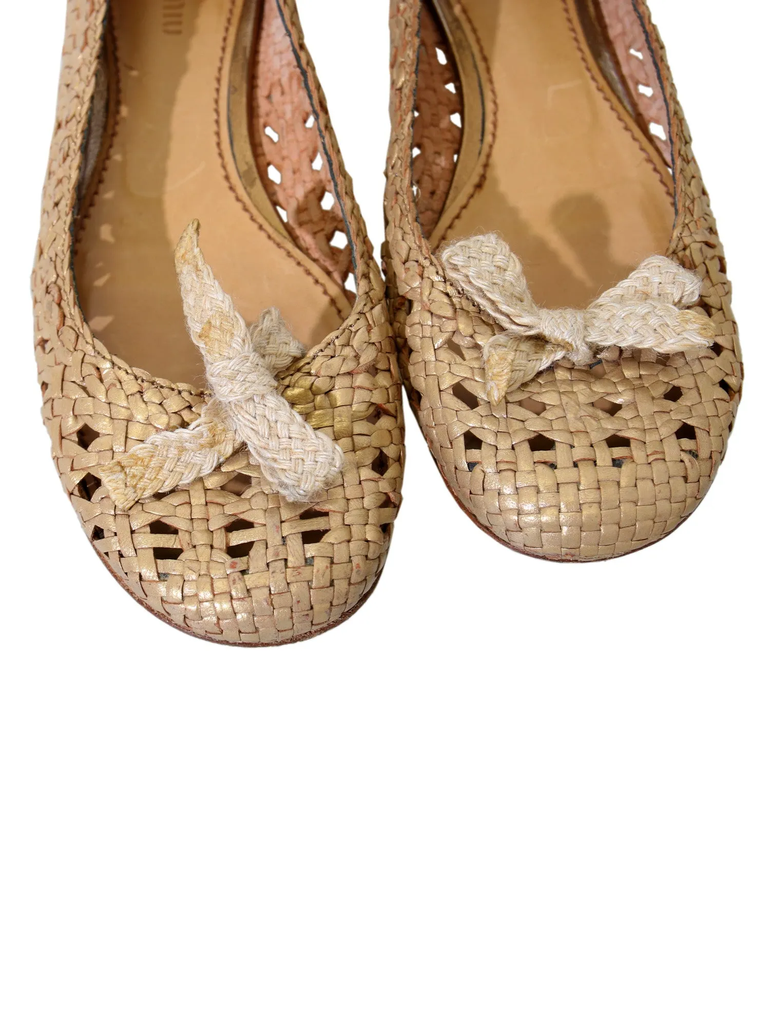 Weaved Leather Ballet Flats