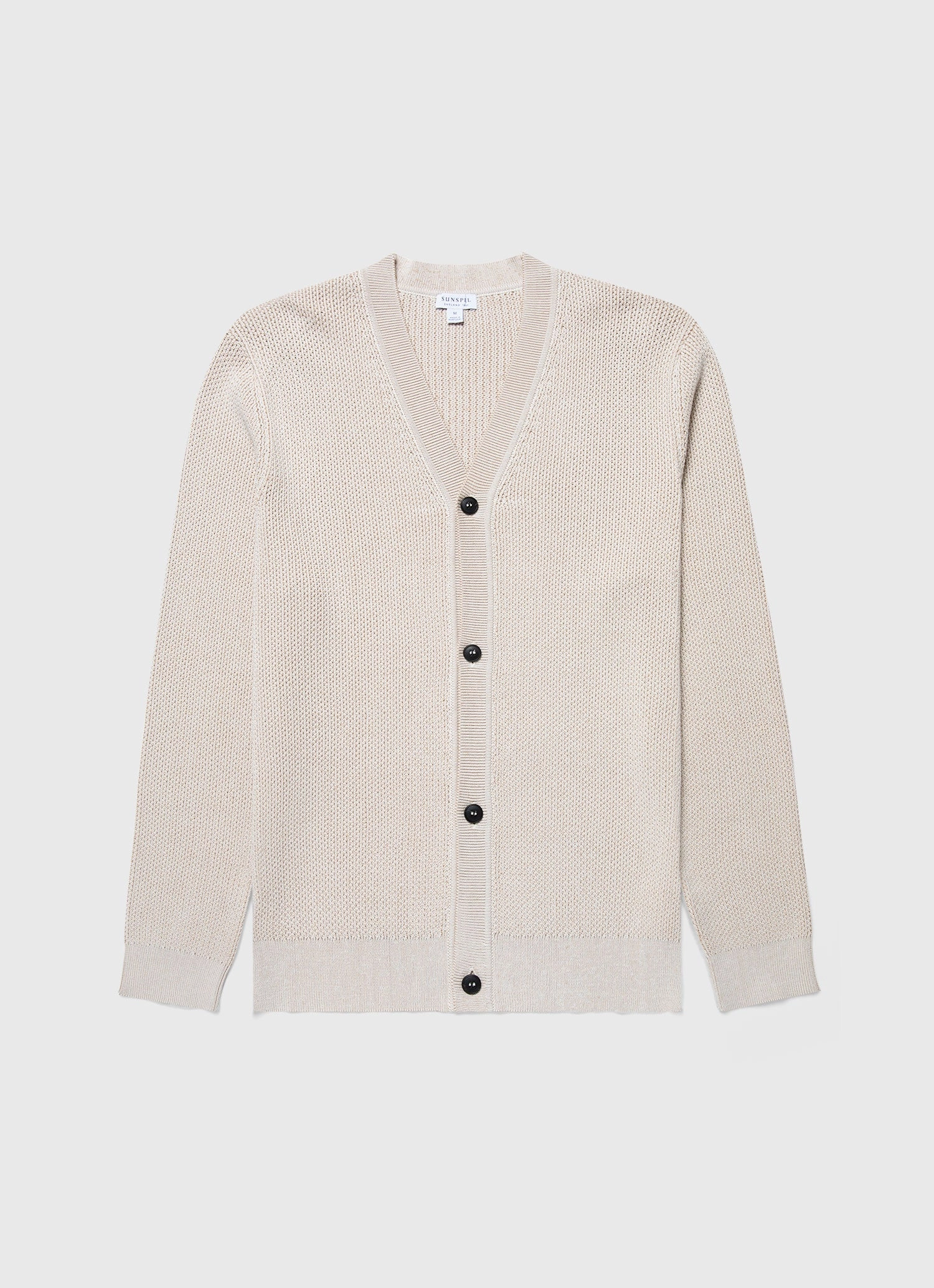 Men's Textured Knit Cardigan in Ecru Daily Favorite Microfiber softness