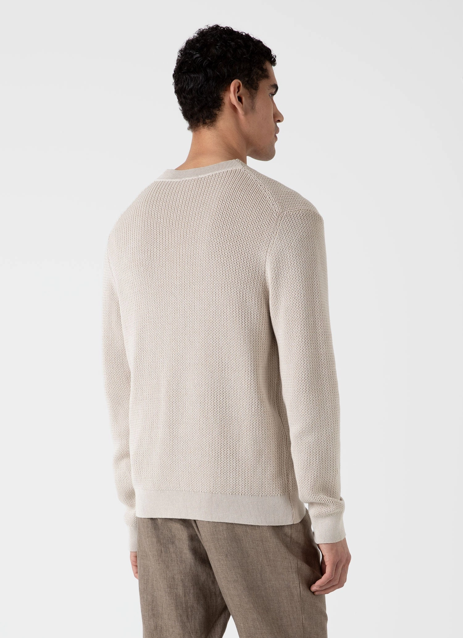 Men's Textured Knit Cardigan in Ecru Modern Trend
