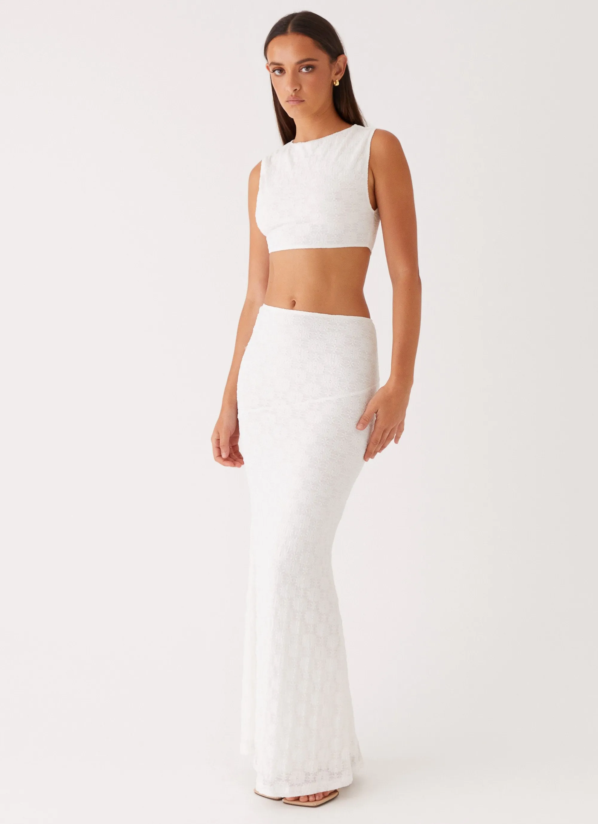 Relaxed Comfort Fit Flattering Cut Issey Maxi Skirt - White