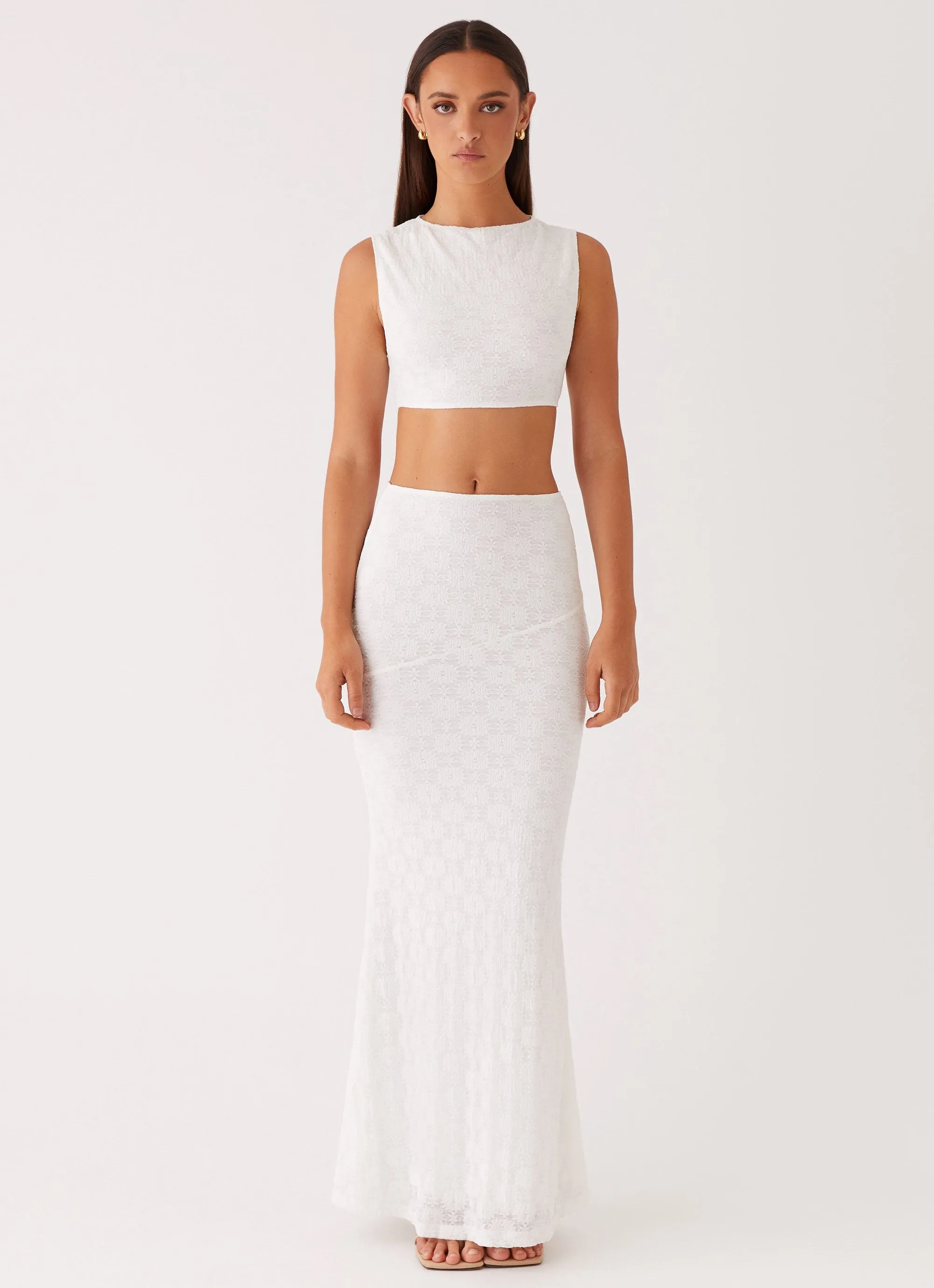 high waisted Tagless Labeling Issey Maxi Skirt - White