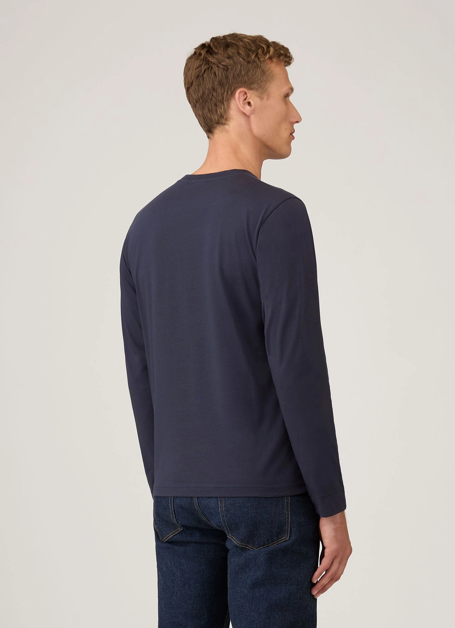 Men's Long Sleeve Riviera T-shirt in Navy Simple Look