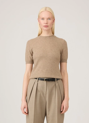 Weekend Comfort Women's Cashmere T-Shirt in Mink Women's Cashmere T-Shirt in Mink Snug feel