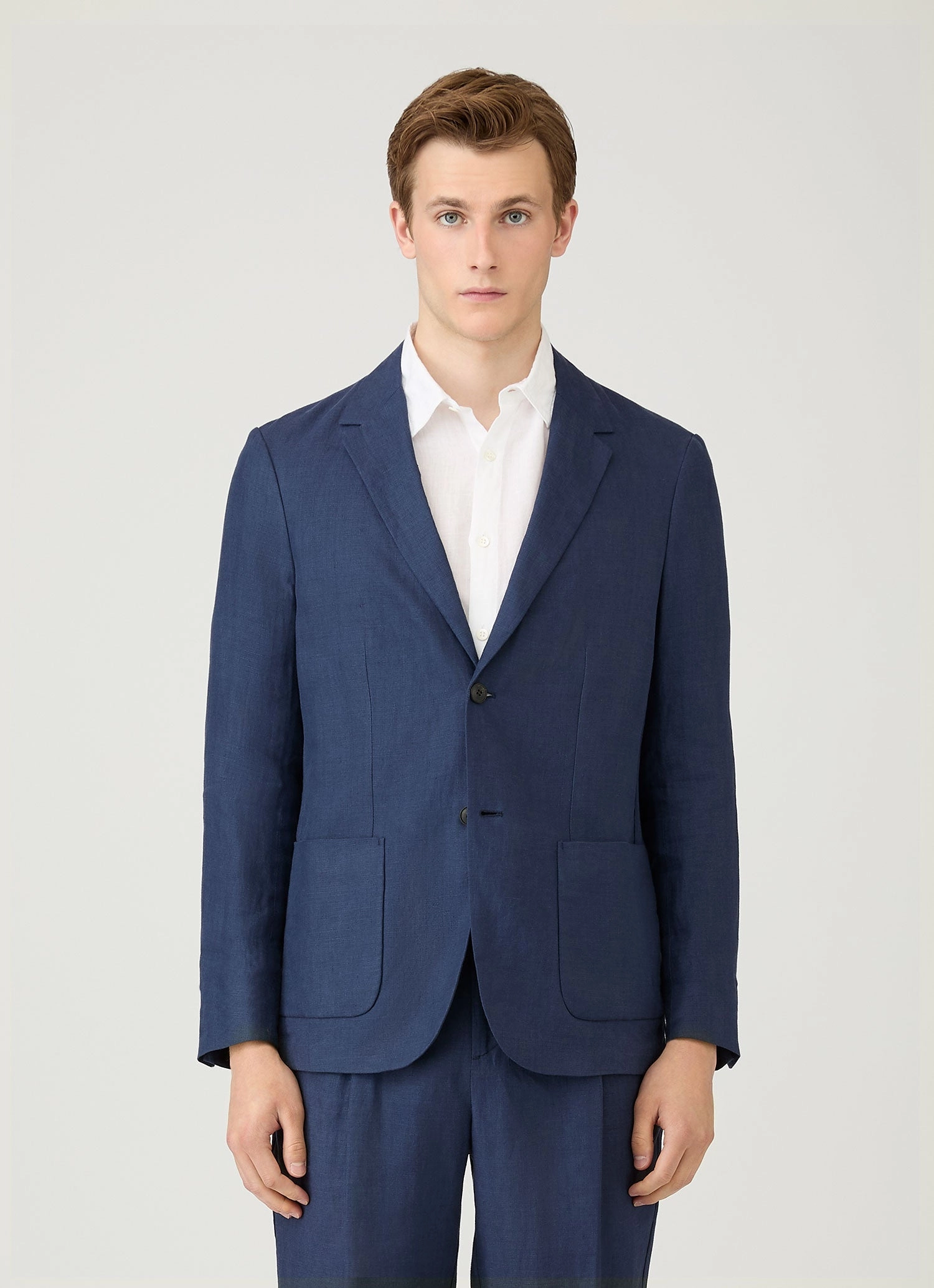 office workers Street Style Jacket Men's Linen Blazer in Light Navy