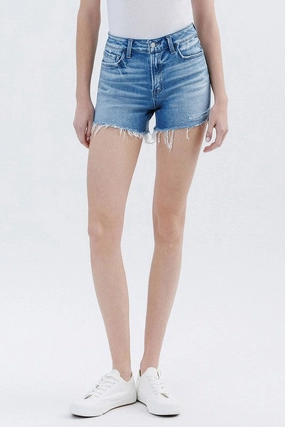 Wendy High Rise Raw Side Step Hem Shorts XS-L Bamboo Fiber Double Layer Construction Wendy High Rise Raw Side Step Hem Shorts XS-L