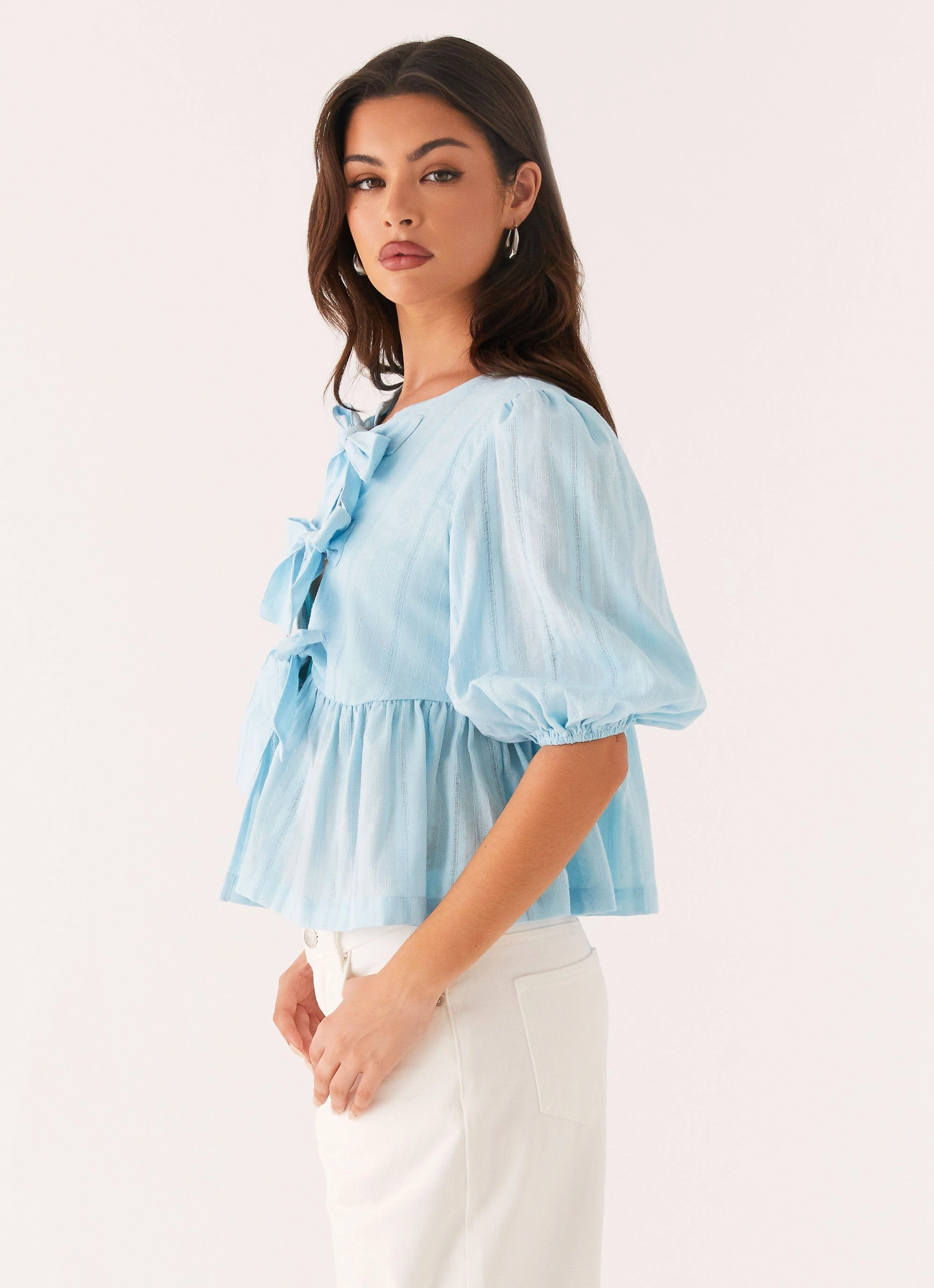 Western Wind Tie Top - Blue Airflow Weave Pattern FlexibleRibbing